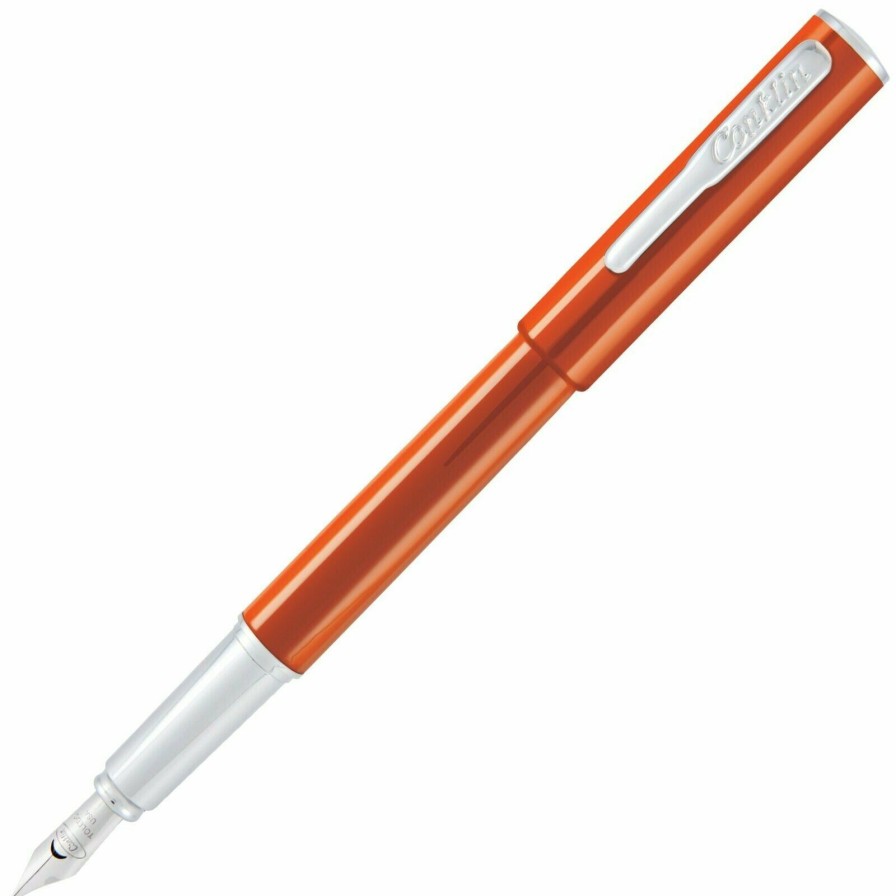 Fountain Pens * | Wholesale Conklin Coronet Fountain Pen, Orange & Chrome