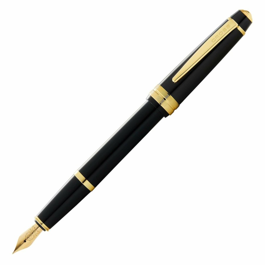 Fountain Pens * | Coupon Cross Bailey Light Fountain Pen, Polished Black & Gold, Medium Nib