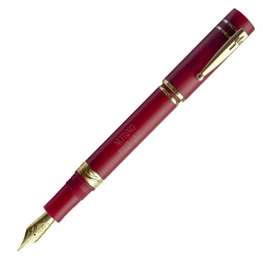 Fountain Pens * | Best Pirce Nettuno 1911 Neos Eros Fountain Pen, Matte Red & Gold, Fine Nib