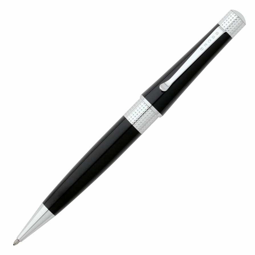 Ballpoint Pens * | Discount Cross Beverly Ballpoint Pen, Black Lacquer & Chrome