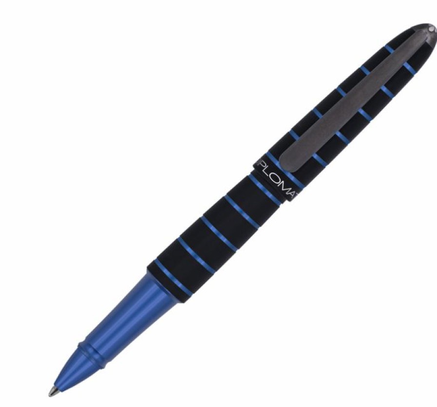 Rollerball Pens * | Discount Diplomat Elox Ring Black/Blue, Rollerball Pen