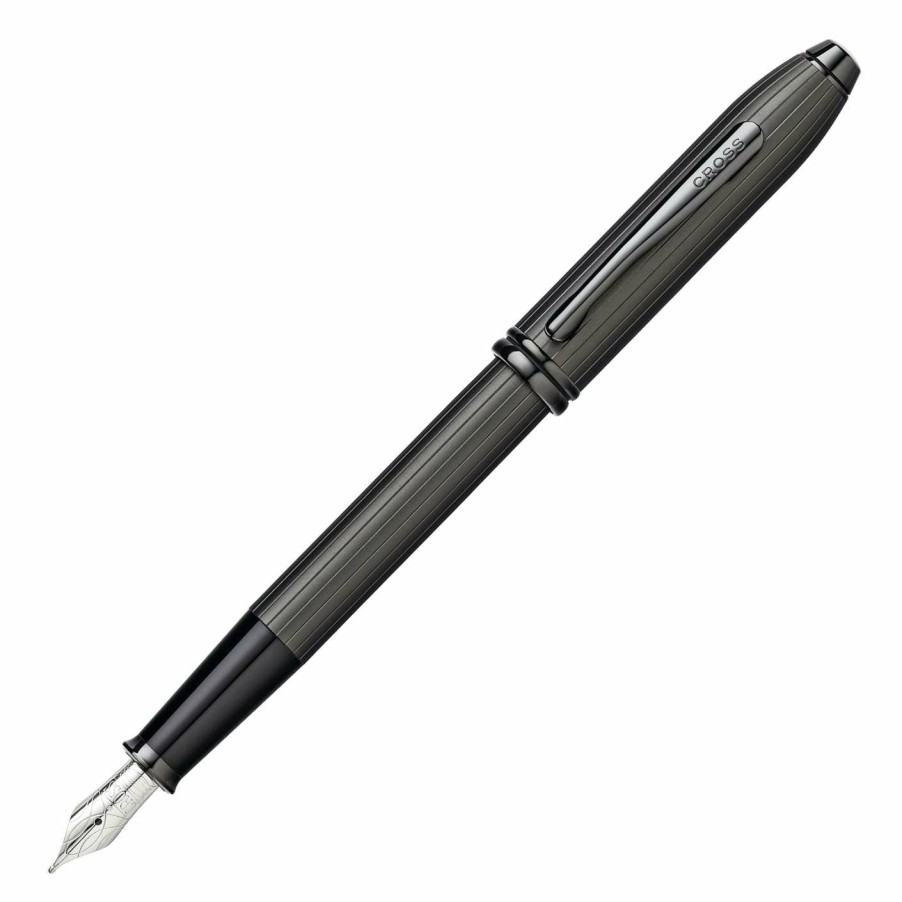 Fountain Pens * | New Cross Townsend Black Pvd Fountain Pen, Fine Nib