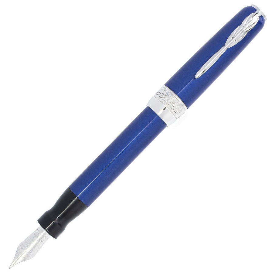 Fountain Pens * | Best Deal Pineider Full Metal Jacket Fountain Pen, Lightning Blue, Fine Nib