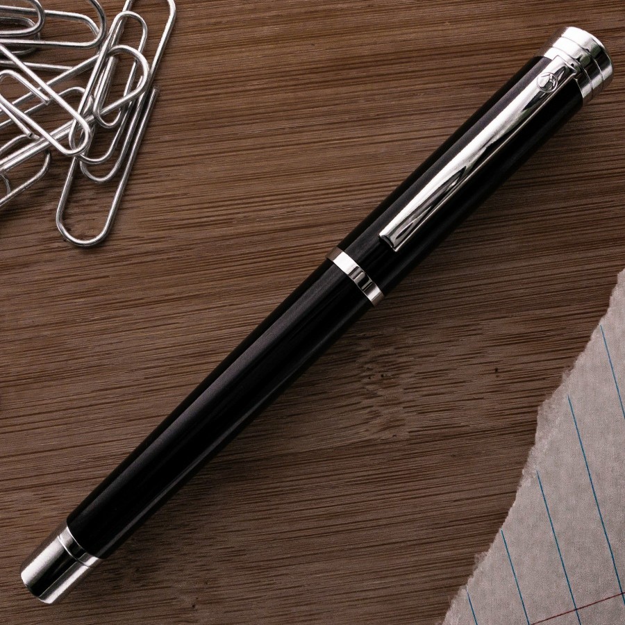 Fountain Pens * | Top 10 Monteverde Strata Fountain Pen, Black & Chrome