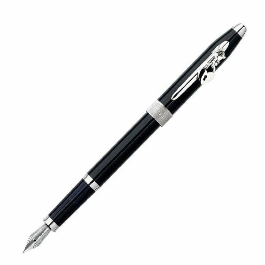 Fountain Pens * | Best Pirce Cross Sentiment Black Lacquer & Chrome Fountain Pen, Medium Nib, New