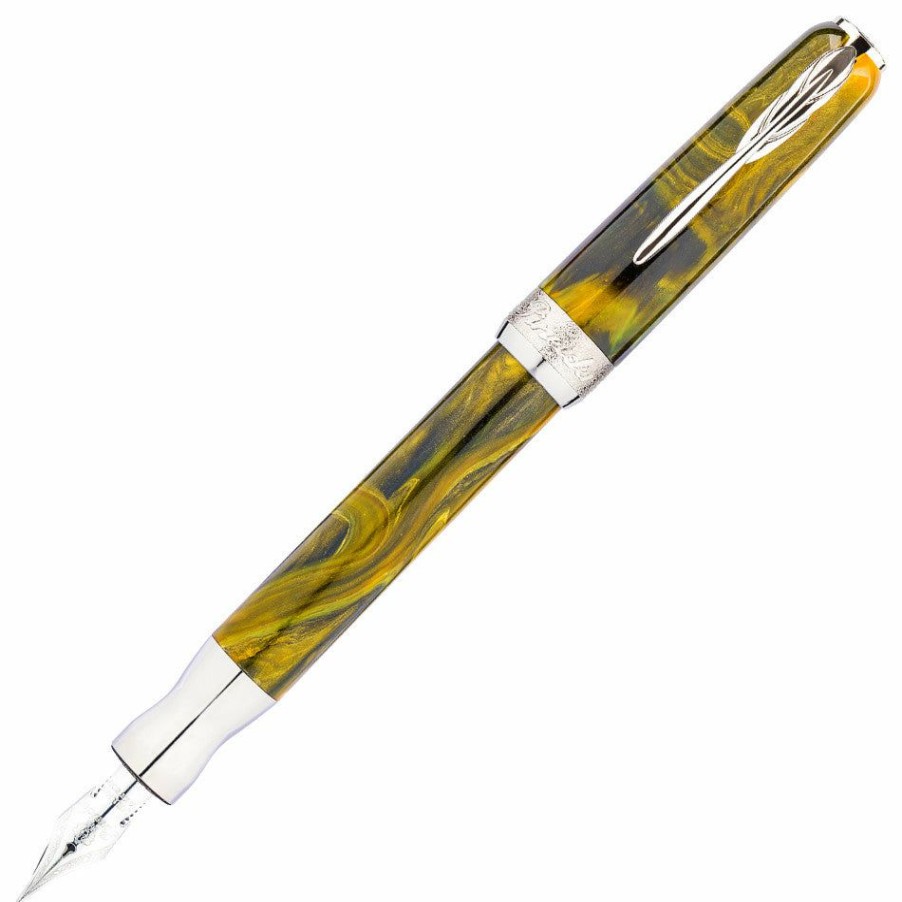 Fountain Pens * | New Pineider La Grande Bellezza Gemstone Fountain Pen, Tigers Yellow, Broad Nib