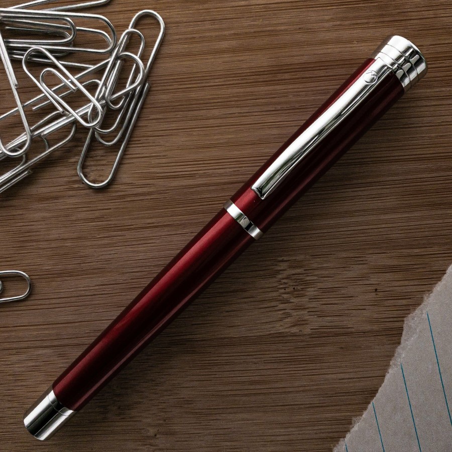 Fountain Pens * | Hot Sale Monteverde Strata Fountain Pen, Red & Chrome