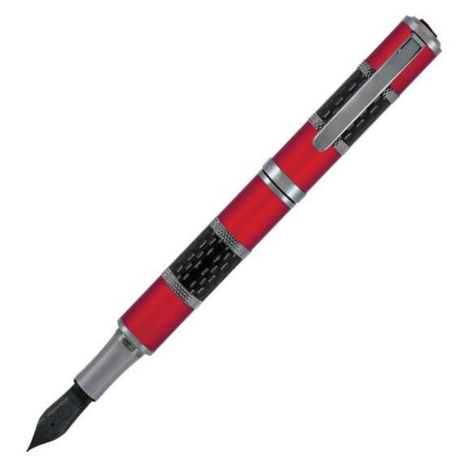 Fountain Pens * | Discount Monteverde Regatta Sport Fountain Pen, Red & Carbon Fiber