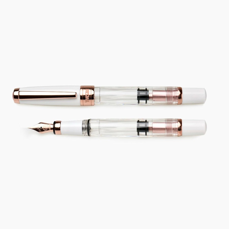 Fountain Pens * | Best Deal Twsbi Diamond 580 Rose Gold Ii Fountain Pen, White