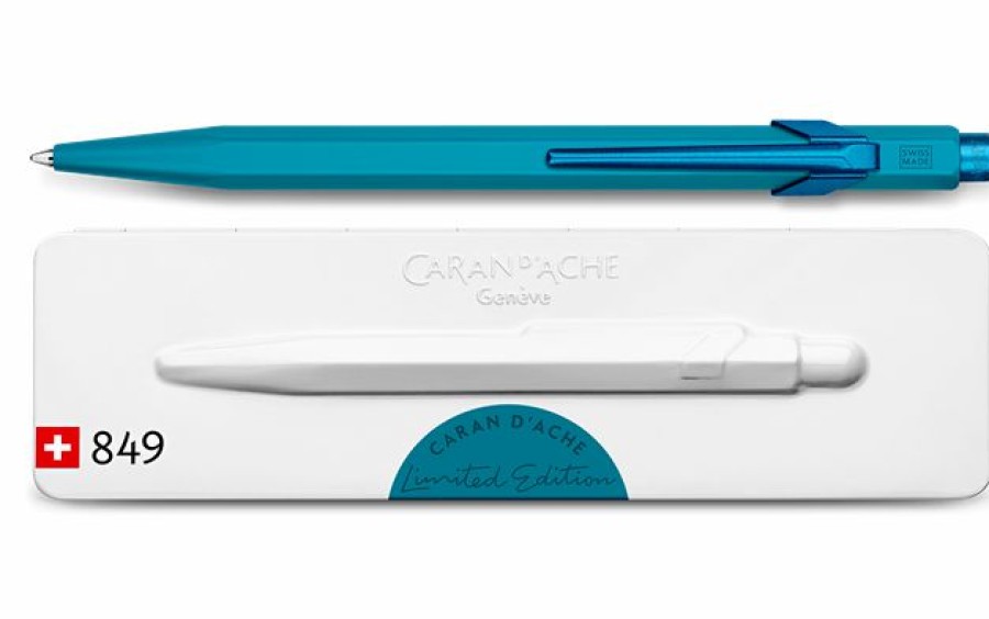 Ballpoint Pens * | Brand New Caran D'Ache 849 Claim Your Style, Series 3, Ballpoint Pen, Ice Blue