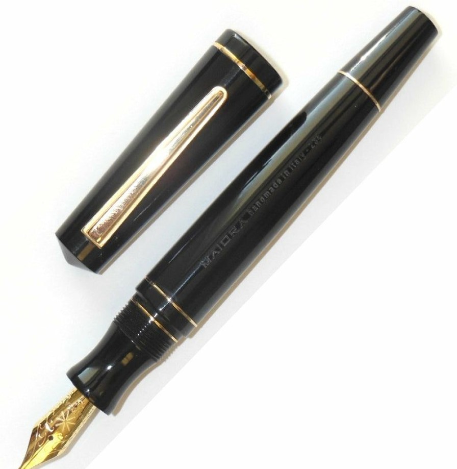 Fountain Pens * | Budget Maiora Impronte, Mirror Black, Oversized Fountain Pen, Fine Nib