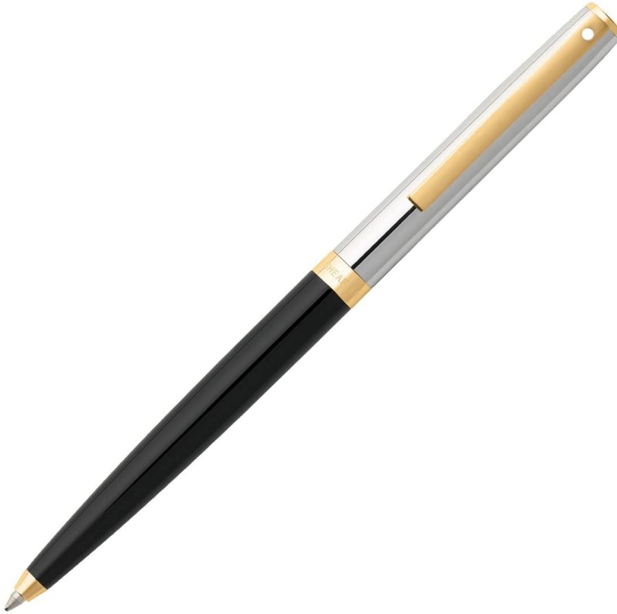 Ballpoint Pens * | Cheap Sheaffer Sagaris Ballpoint Pen, Black, Chrome & Gold