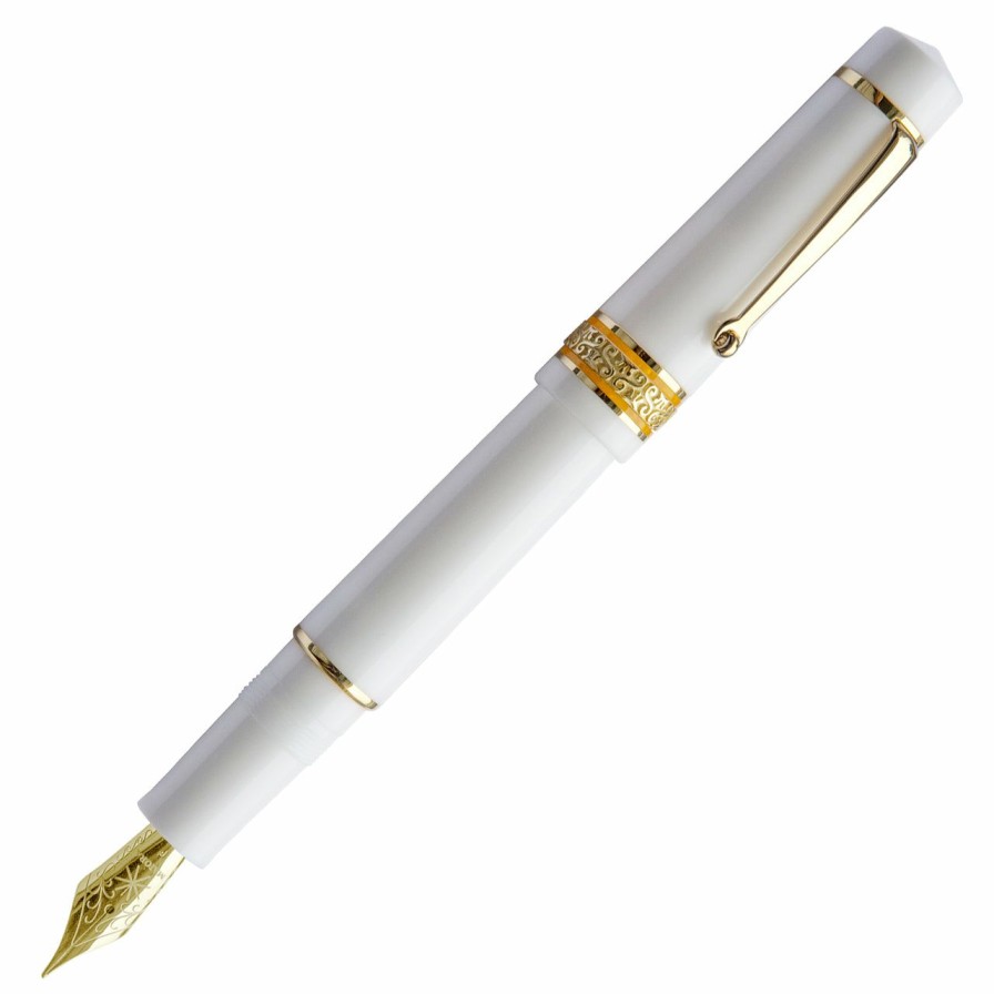 Fountain Pens * | Cheap Maiora Mytho Dama Fountain Pen, Polished White & Gold