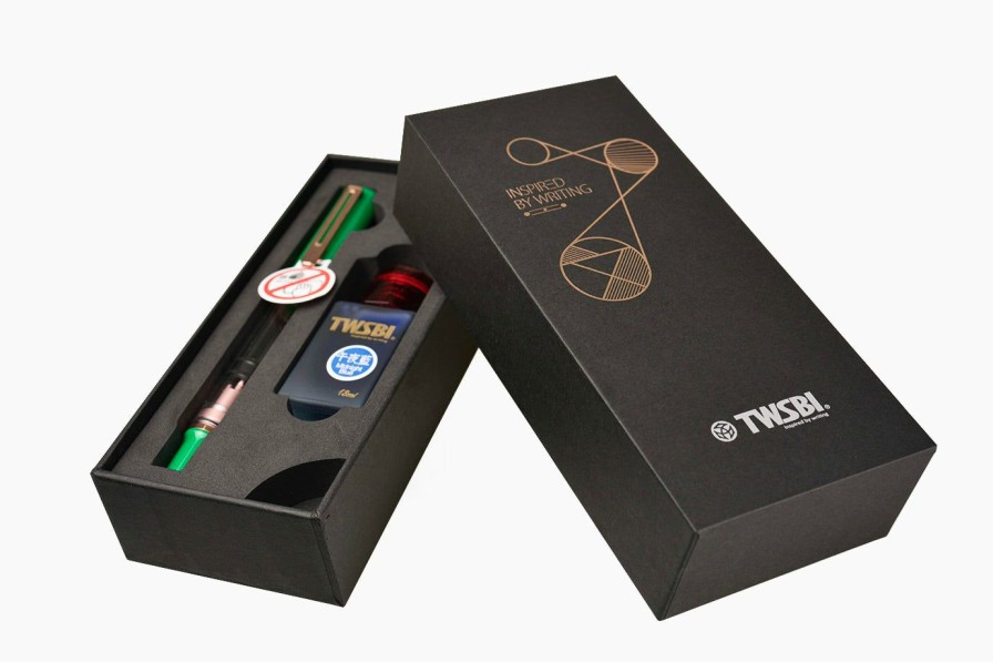 Fountain Pens * | Wholesale Twsbi Eco-T Fountain Pen & Ink Bottle Set, Royal Green & Rose Gold