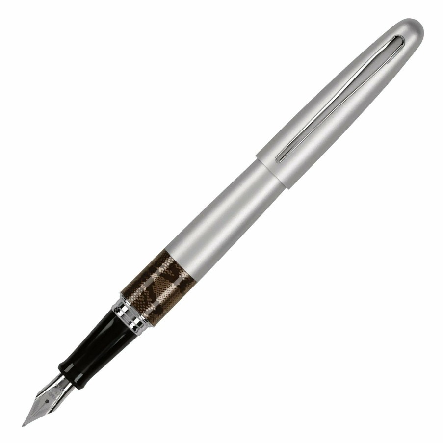 Fountain Pens * | Best Pirce Pilot Mr Animal Metropolitan Fountain Pen, Matte Silver Python