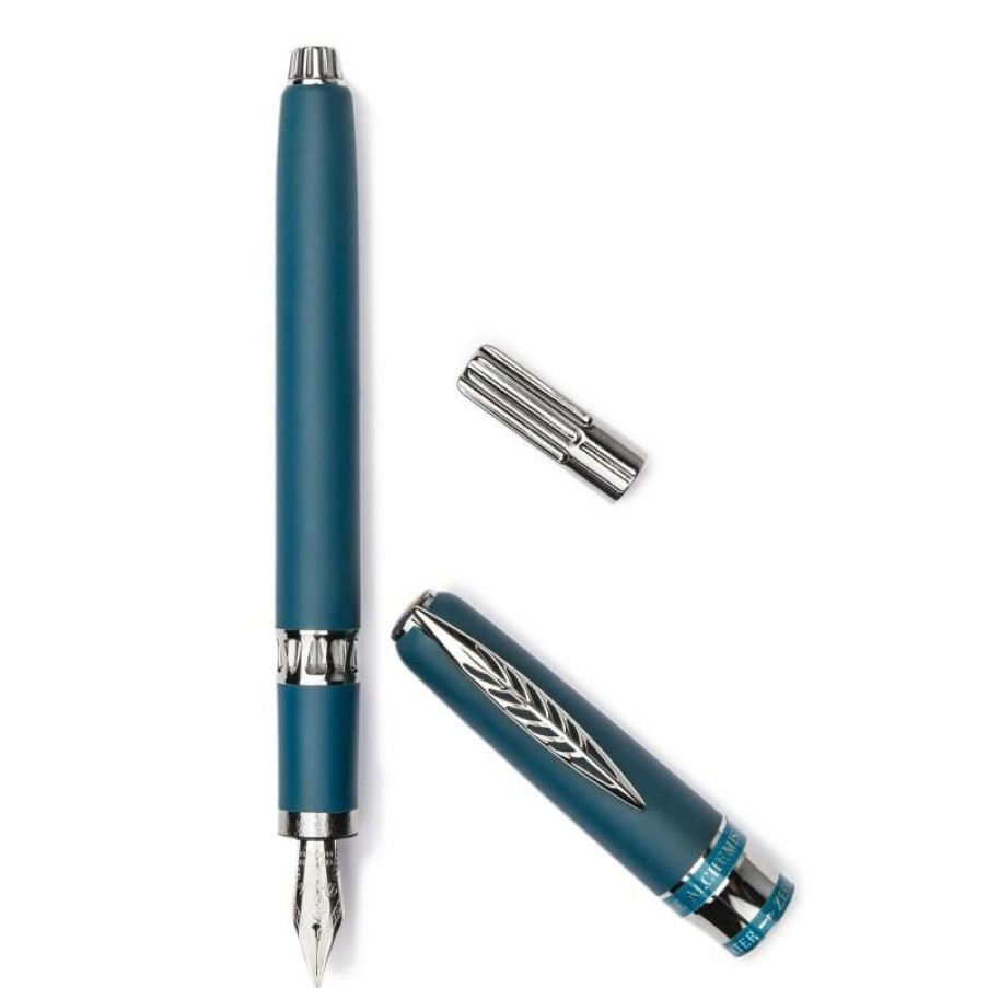 Fountain Pens * | Best Reviews Of Pineider Alchemist Zeolite Fountain Pen, Kilauea Blue, Fine 14K Nib