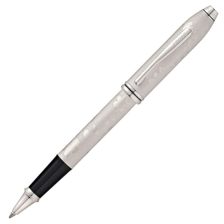 Rollerball Pens * | Best Deal Cross Townsend Limited Edition Cherry Blossom Rollerball Pen, Brushed Platinum