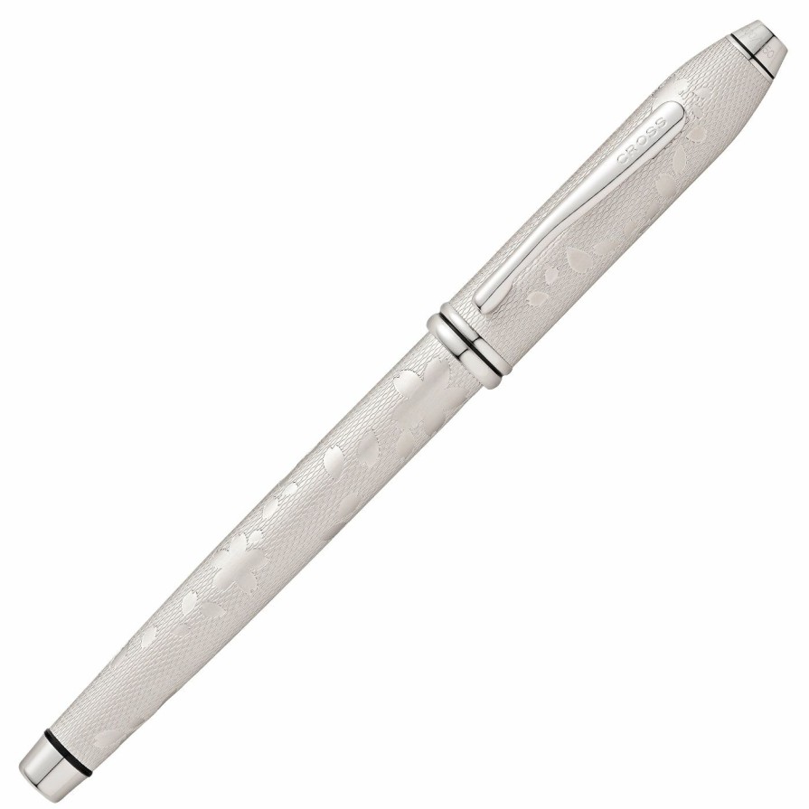 Rollerball Pens * | Best Deal Cross Townsend Limited Edition Cherry Blossom Rollerball Pen, Brushed Platinum