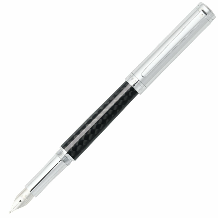 Fountain Pens * | Best Sale Sheaffer Intensity Fountain Pen, Carbon Fiber & Chrome, Medium Nib