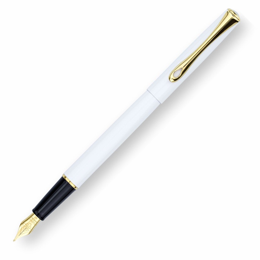 Fountain Pens * | Best Pirce Diplomat Traveller Fountain Pen, Snow White & Gold