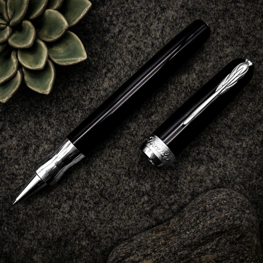 Rollerball Pens * | Outlet Pineider La Grande Bellezza Gemstone Rollerball Pen, Stone Black