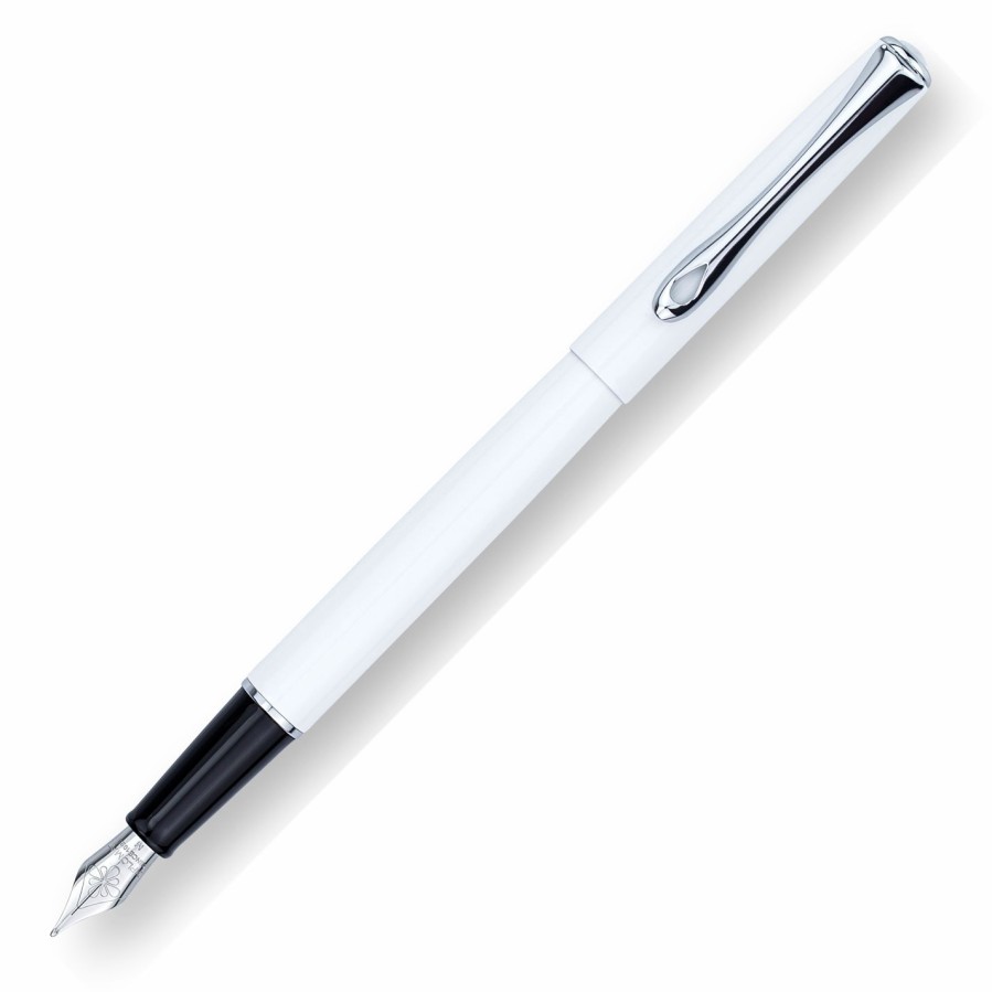 Fountain Pens * | Flash Sale Diplomat Traveller Fountain Pen, Snow White & Chrome