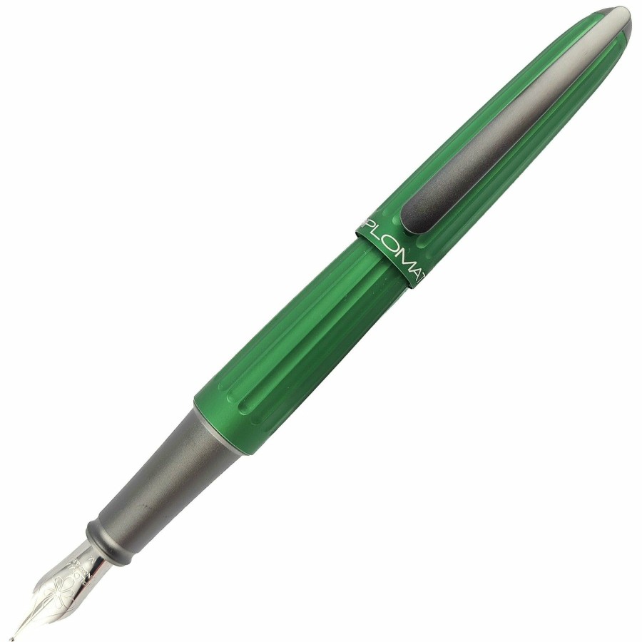 Fountain Pens * | Brand New Diplomat Aero Green Fountain Pen, 14Kt Gold Nib