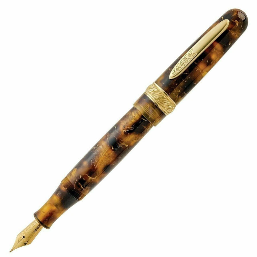 Fountain Pens * | Promo Stipula Etruria Wild Honey Resin Fountain Pen, Gold Accents