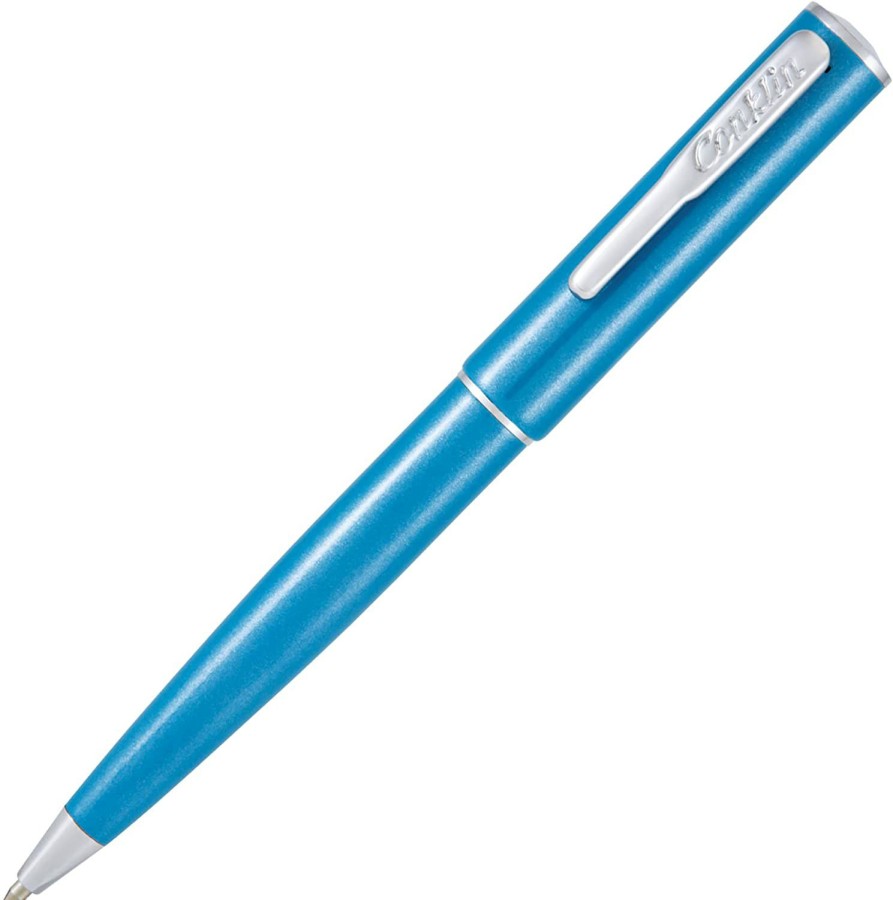 Ballpoint Pens * | Flash Sale Conklin Coronet Ballpoint Pen, Turquoise & Chrome