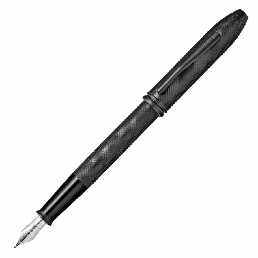 Fountain Pens * | Brand New Cross Townsend Black Micro Knurl Fountain Pen, Medium Nib