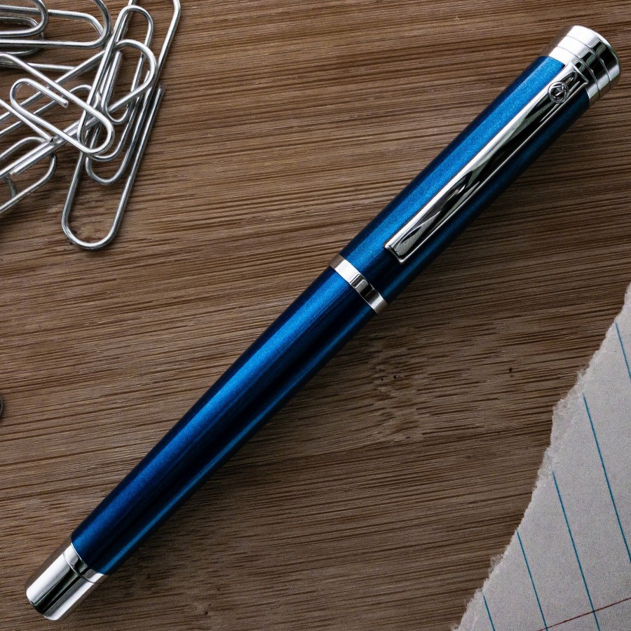 Fountain Pens * | Coupon Monteverde Strata Fountain Pen, Blue & Chrome