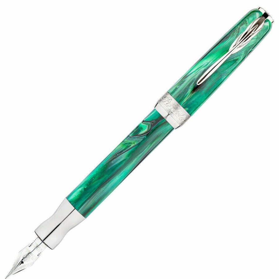 Fountain Pens * | Discount Pineider La Grande Bellezza Fountain Pen, Malachite Green, 14K Gold Nib, Medium