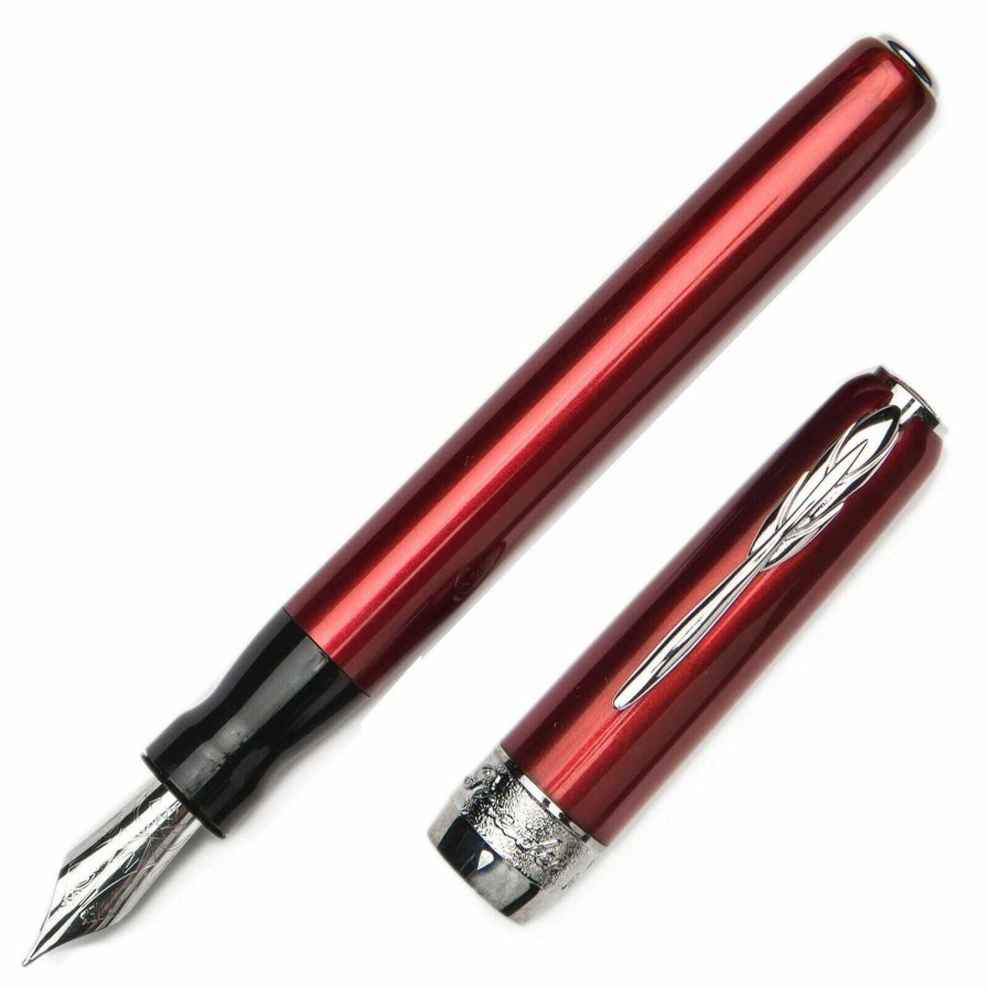 Fountain Pens * | Deals Pineider Full Metal Jacket Fountain Pen, Army Red