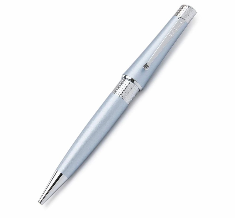 Ballpoint Pens * | Cheap Cross Beverly Ballpoint Pen, Light Blue & Chrome