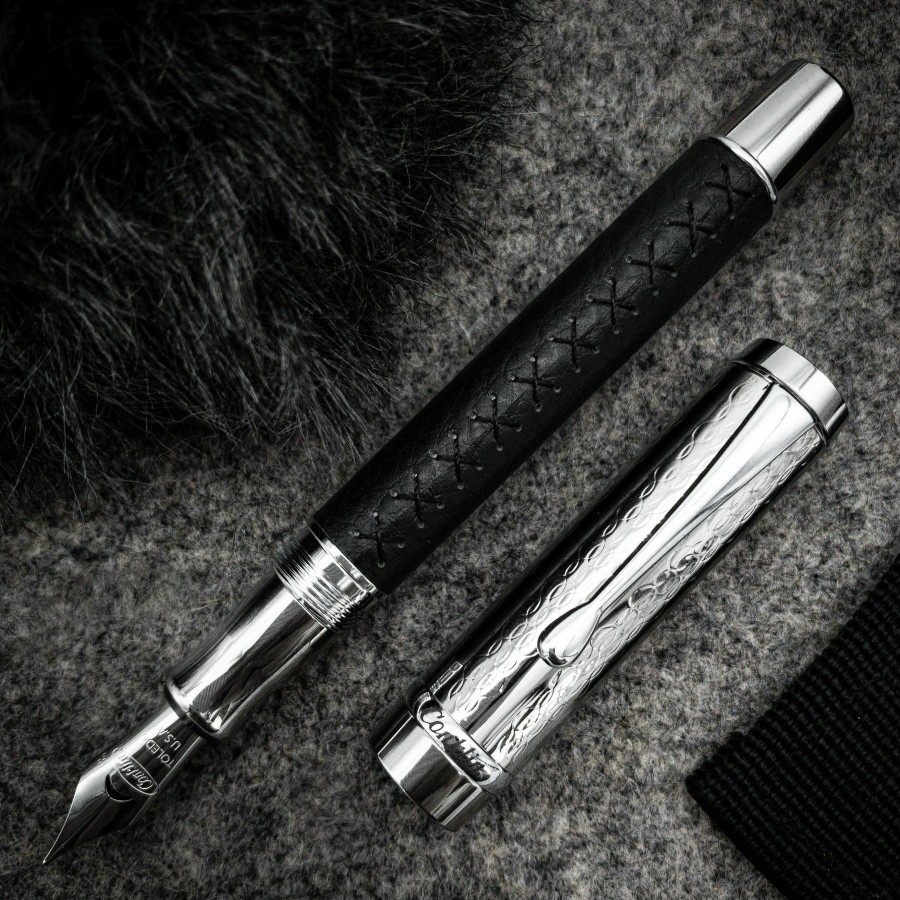 Fountain Pens * | Deals Conklin Duragraph Special Edition Royal Fountain Pen, Leather & Chrome