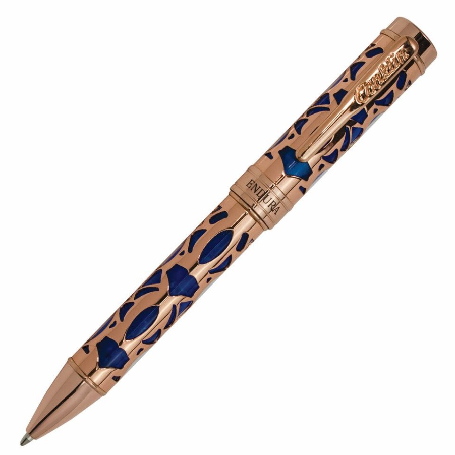 Ballpoint Pens * | Budget Conklin Endura Deco Crest Ballpoint Pen, Blue & Rose Gold