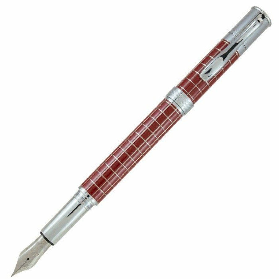 Fountain Pens * | Flash Sale Monteverde Jewelria Executive Fountain Pen Burgundy Grid Medium Nib