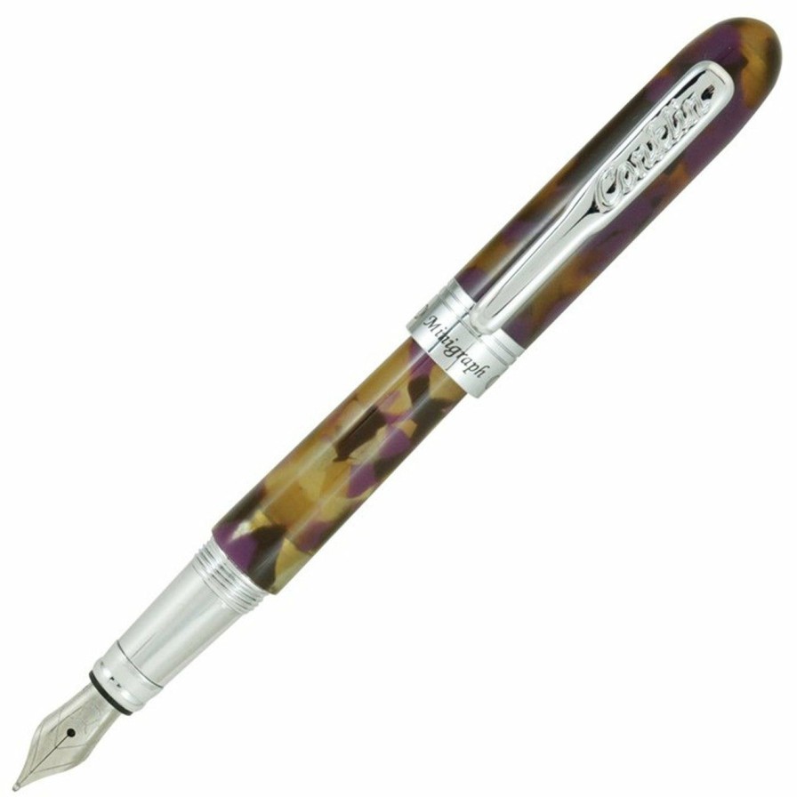 Fountain Pens * | Outlet Conklin Minigraph Fountain Pen, Purple Dunes, Stub Nib