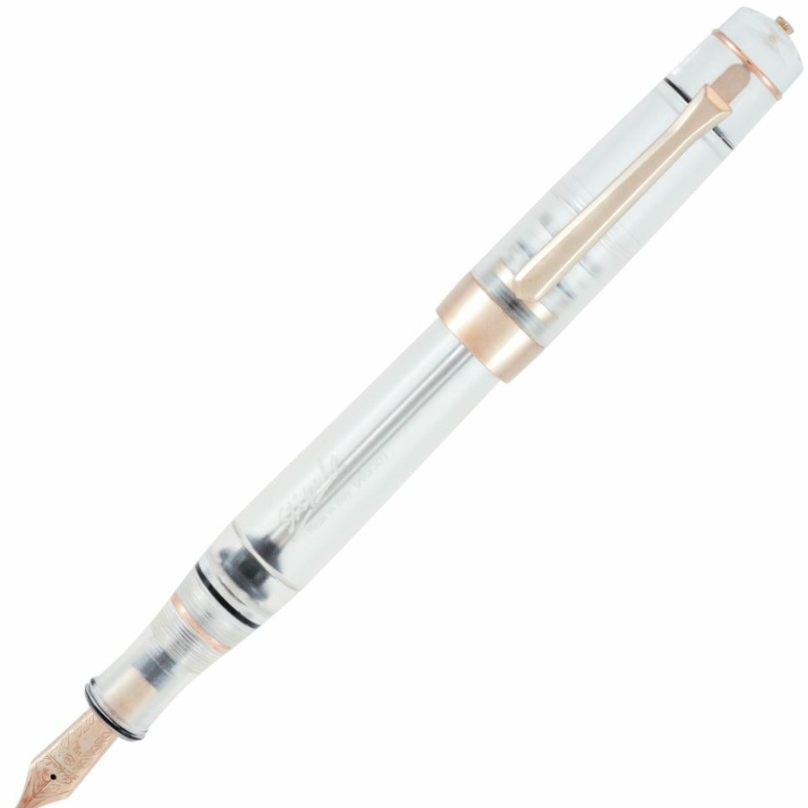 Fountain Pens * | Best Sale Stipula Suprema Nuda Limited Edition Fountain Pen, Clear Demo, Rose Gold Trim, Medium 14K Nib