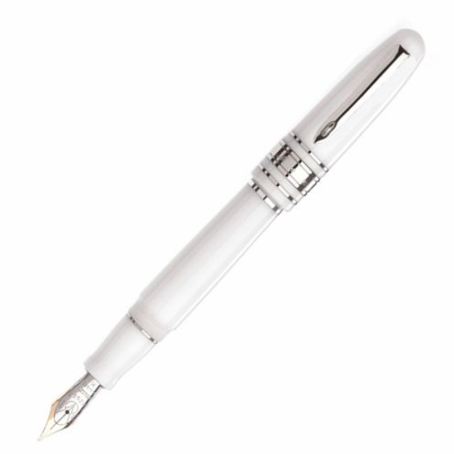 Fountain Pens * | Wholesale Marlen Class White Marble Fountain Pen, Two Toned