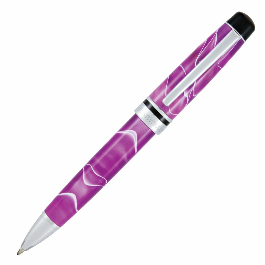 Ballpoint Pens * | Deals Monteverde Prima Ballpoint Pen, Purple/White Swirl