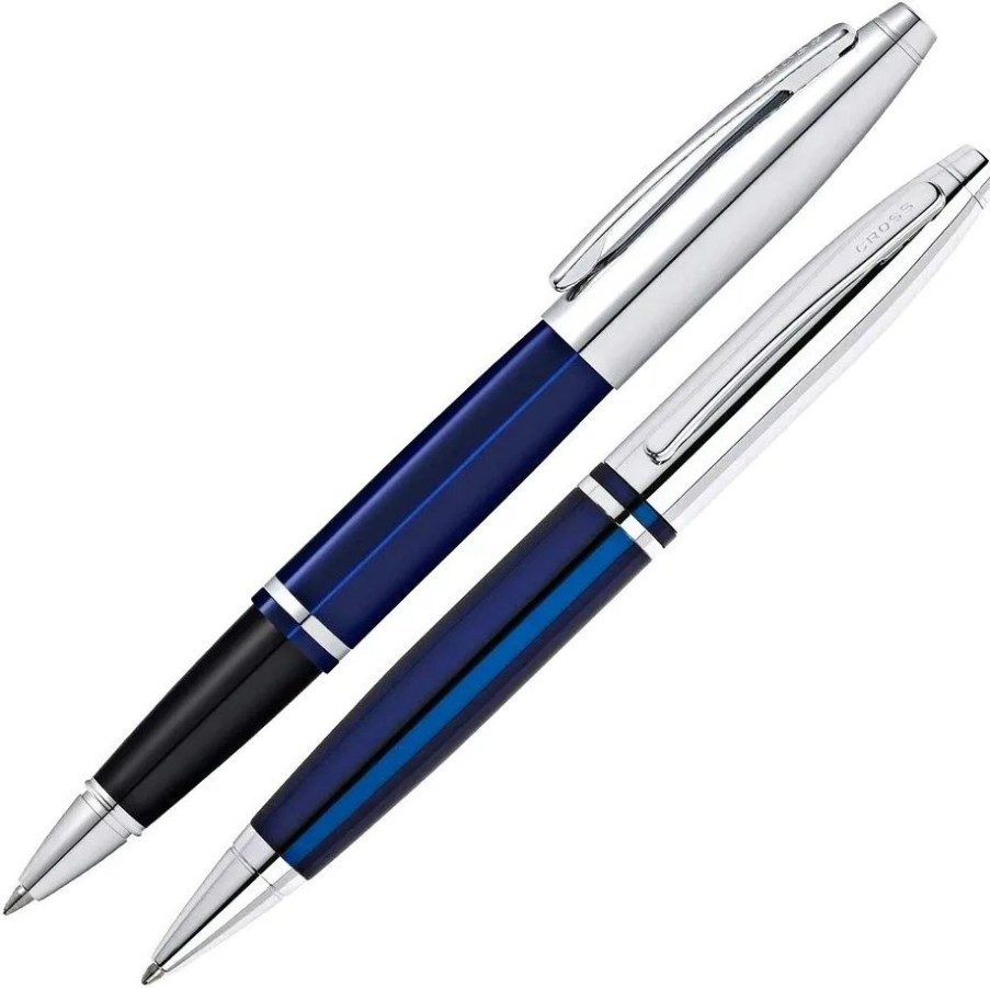 Ballpoint Pens * | Top 10 Cross Calais Rollerball & Ballpoint Pen Set, Blue & Chrome