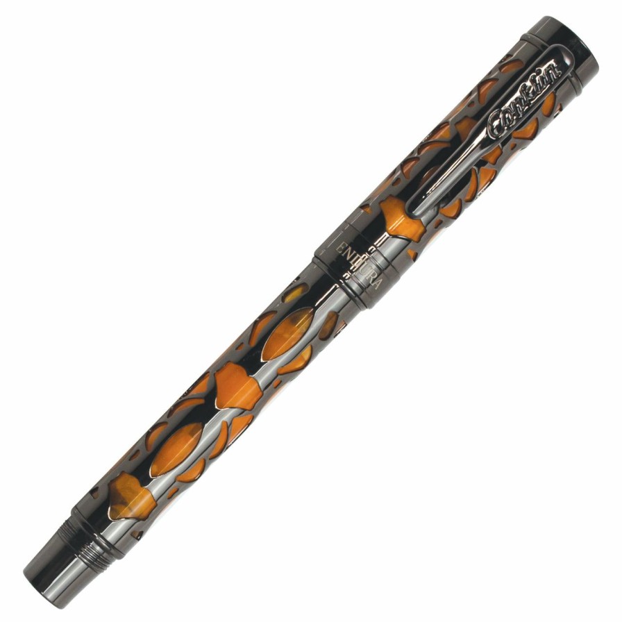 Fountain Pens * | Budget Conklin Endura Deco Crest Fountain Pen, Orange & Gunmetal