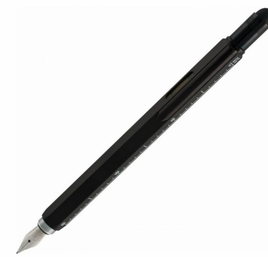 Fountain Pens * | Cheap Monteverde 9 In 1 One Touch Tool Fountain Pen & Stylus, Black, Medium