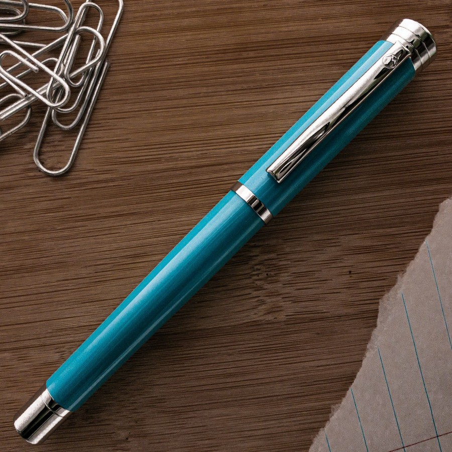 Fountain Pens * | Best Reviews Of Monteverde Strata Fountain Pen, Turquoise & Chrome