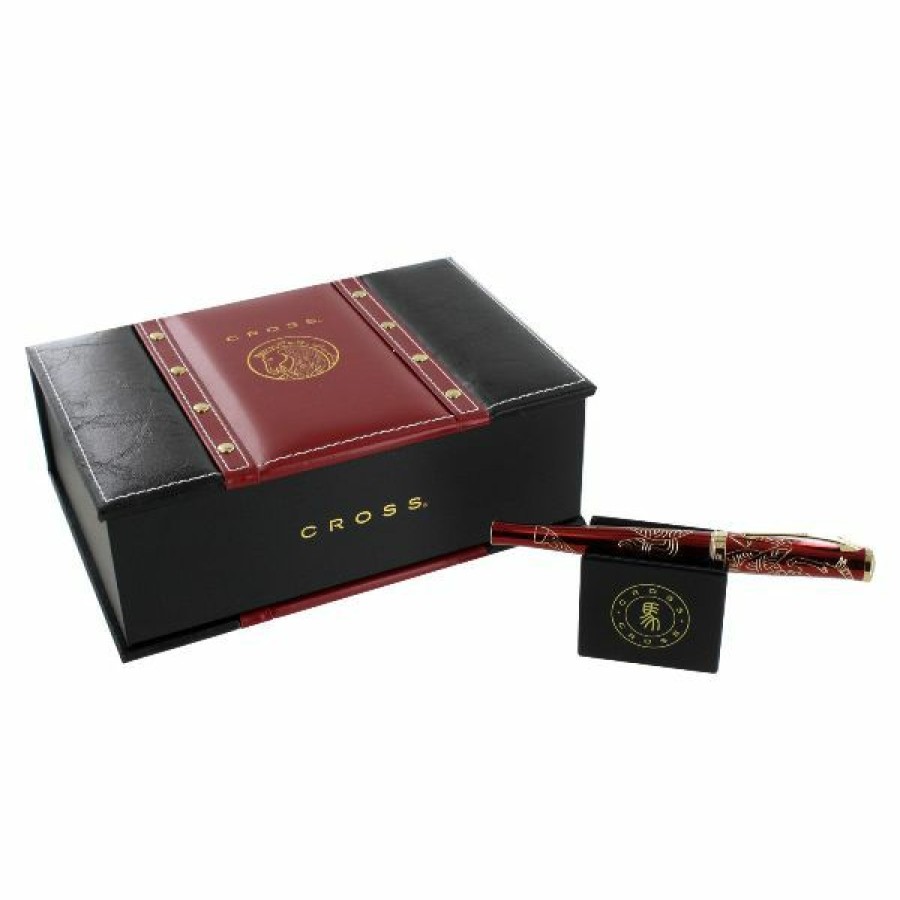 Fountain Pens * | Outlet Cross 2014 Year Of The Horse Fountain Pen, Red & Gold, 18K Gold Nib, Medium