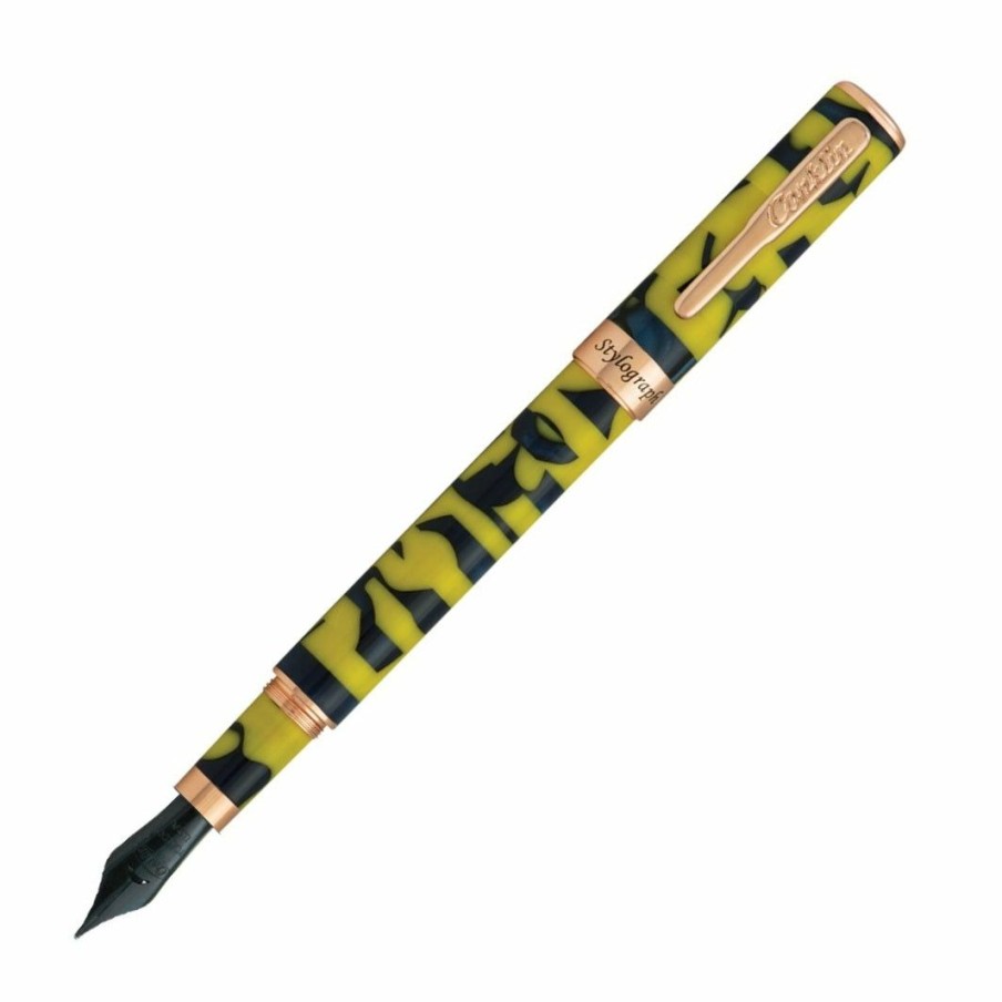 Fountain Pens * | Deals Conklin Stylograph Mosaic Fountain Pen, Yellow & Blue