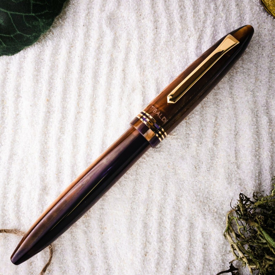 Fountain Pens * | Budget Tibaldi Bononia Seilan Purple Resin Fountain Pen, Gold Trim