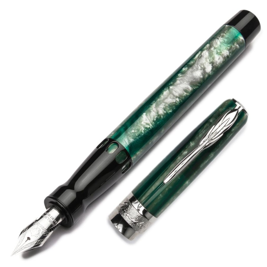 Fountain Pens * | Coupon Pineider Arco Desert Beetle Fountain Pen, 14K Nib, Green & Black