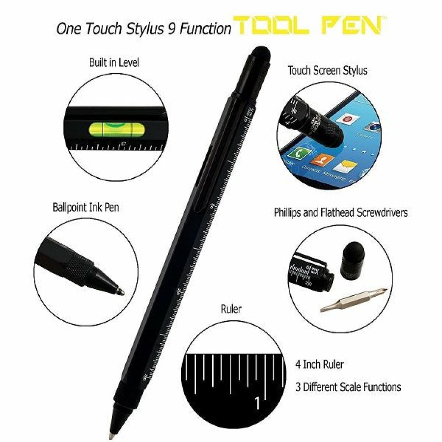 Ballpoint Pens * | Flash Sale Monteverde 9 In 1 One Touch Tool Ballpoint Pen & Stylus, Black